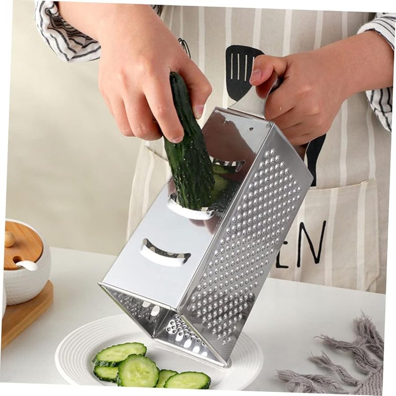 Silver Stainless Steel Multi Use Grater With Non Slip Handle Heavy Duty Vegetable Cheese Slicer - Image 3